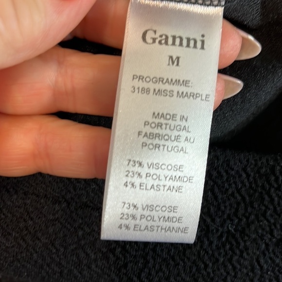 Ganni “Miss Marple” Dress Peplum Black V-neck Size Medium Portugal - Picture 8 of 9